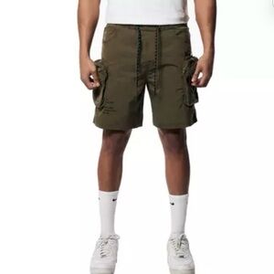 NWOT Grindhouse Men's Nylon Utility Cargo Shorts‎ - Olive Size Large